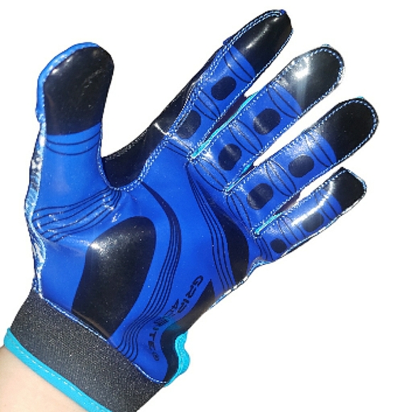 Franklin Tacky Grip-Rite 400 Football Receiver Performance Gloves S/M Blue/Black - Picture 6 of 15